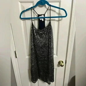Julie Brown NYC Black Silver Sequin Racerback Dress Size 2